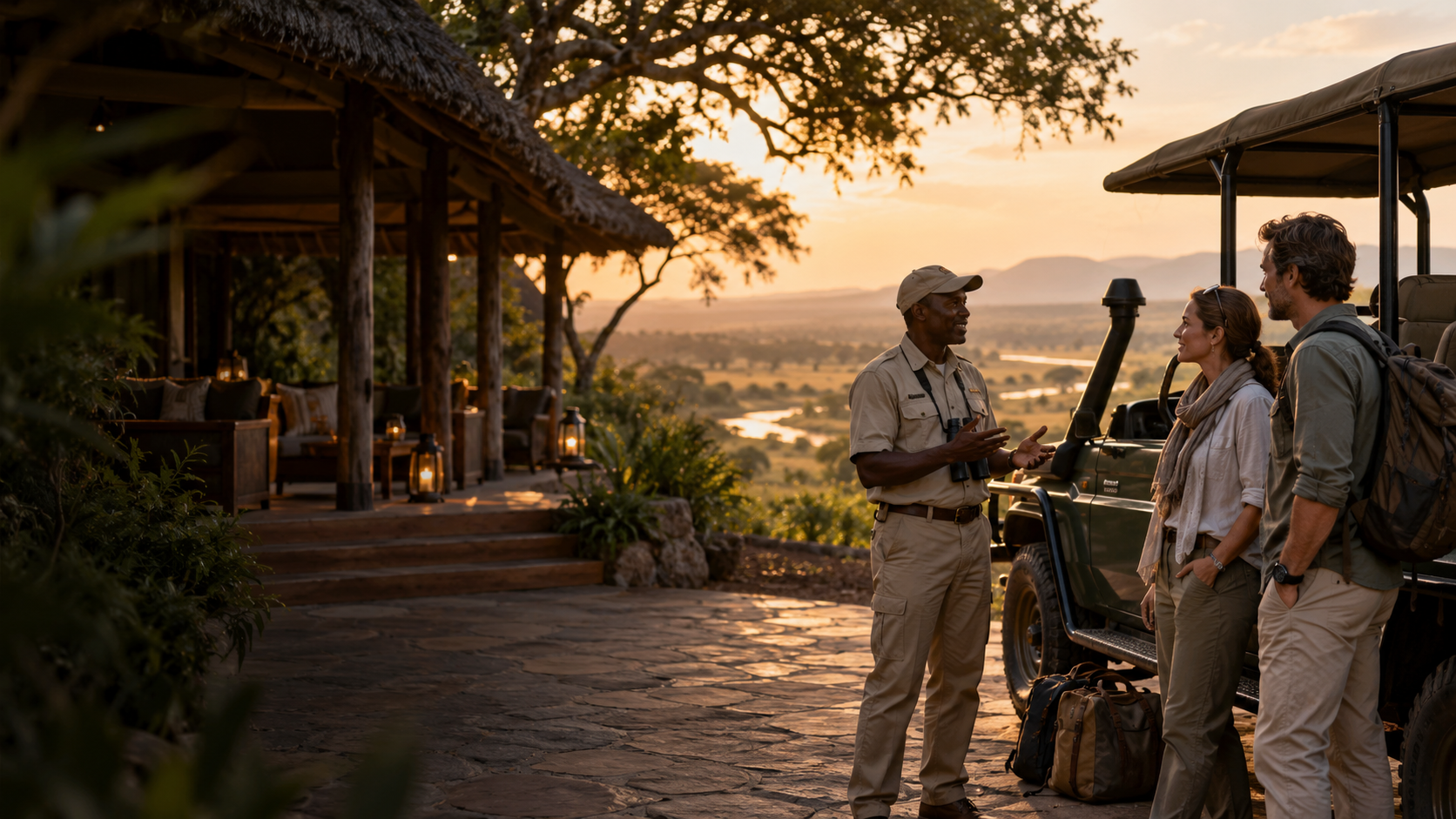 Safari guide coordinating a guest journey
